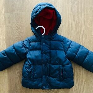 2 / $20 ‼️ AMAZON Baby Boy 12 M  Navy Blue with Red Lining Winter Jacket